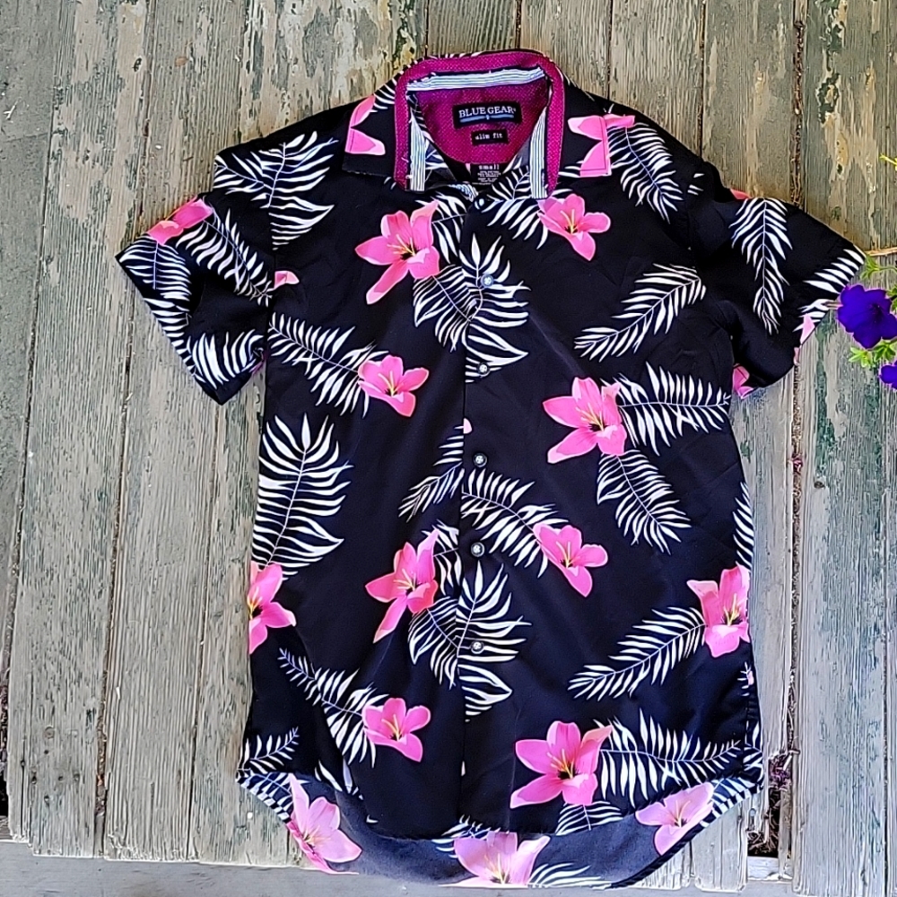 Blue Gear slim fit Hawaiian shirt